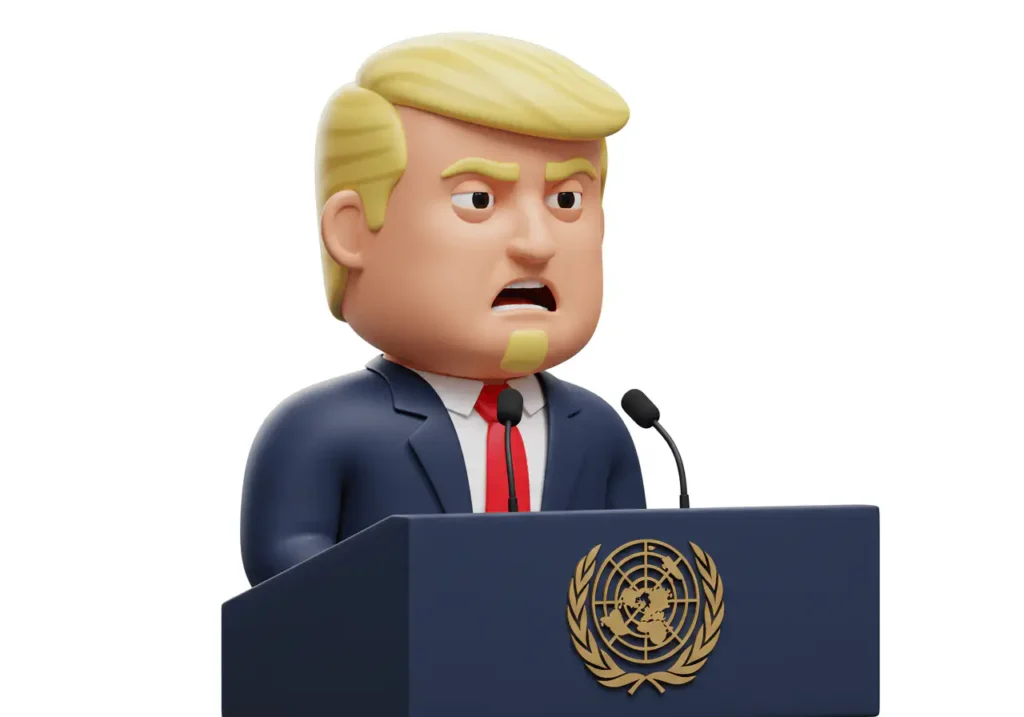 2025년 UN 총회에서 연설 중인 트럼프 대통령의 모습