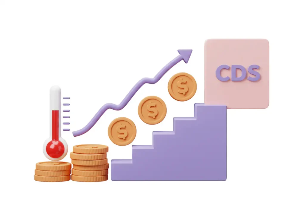 CDS 프리미엄 상승과 위험도의 관계를 나타내는 이미지