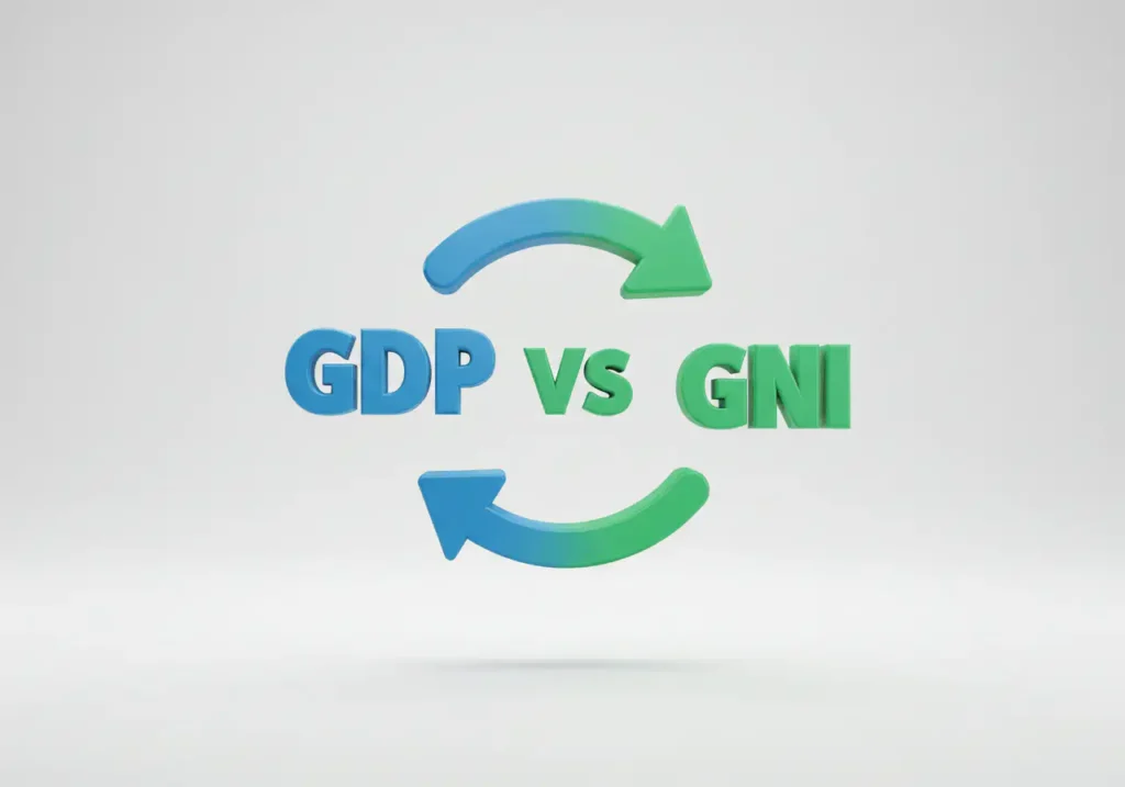 GDP와 GNI 개념 비교를 나타내는 아이콘
